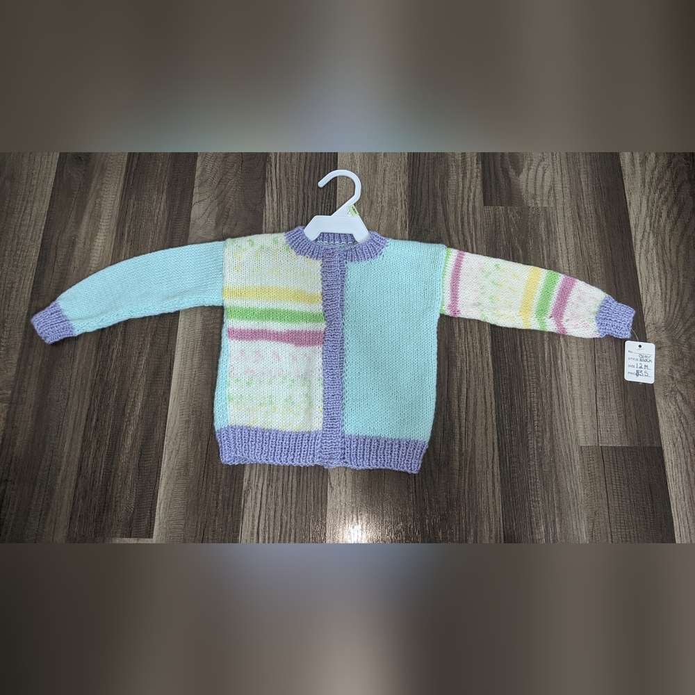 #454NWT Crochet by Sveta Handmade Baby Girl Multicolor Cardigan. Size: 12Mo